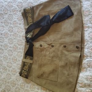 UO tan leather "suede" button up skirt